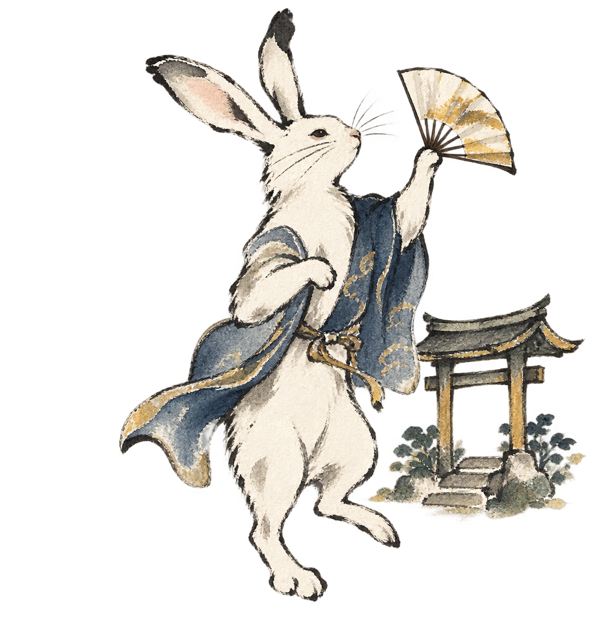 鳥獣戯画風のうさぎ